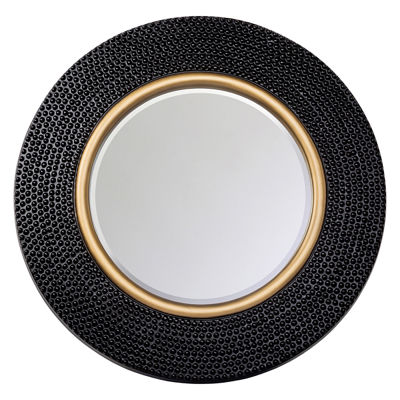 Зеркало в черной фактурной раме с золотым кантом Summon the Light Черный Золотой в Воронеже | Loft Concept 
