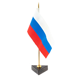 Флагшток настольный с флагом России из камня обсидиан Stone Flagpole варинант исполнения - 2 | Loft Concept в Воронеже