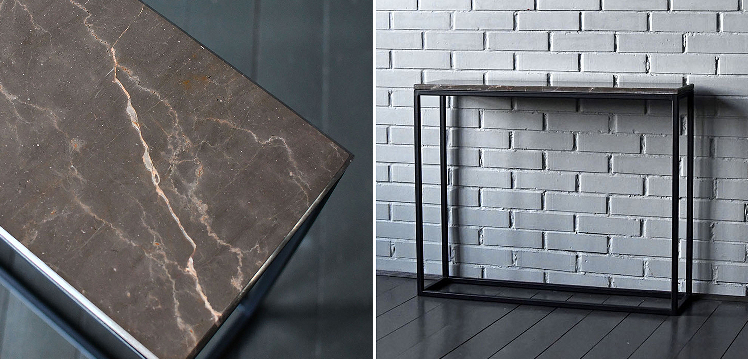 Консоль с коричневой мраморной столешницей Different Marble Brown Консоль с коричневой мраморной столешницей Different Marble Brown - Loft-Concept в Воронеже