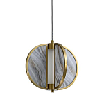 Подвесной светильник с круглым плафоном из искусственного алебастра в бронзовой оправе Marbella варинант исполнения - 1 | Loft Concept в Воронеже