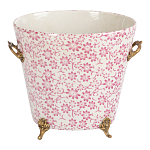 Кашпо из белого фарфора с розовым цветочным орнаментом Eden Garden варинант исполнения - 1 | Loft Concept в Воронеже