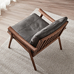 Кресло c каркасом из массива дерева и мягкой кожаной обивкой Walnut Armchair варинант исполнения - 3 | Loft Concept в Воронеже