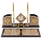 Настольный письменный набор из бежевого мрамора с часами Marble Accessory варинант исполнения - 1 | Loft Concept в Воронеже