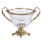 Чаша из прозрачного стекла с ручками и ободком из бронзы Eden Garden варинант исполнения - 1 | Loft Concept в Воронеже