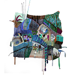 Панно гобелен яркие Пространство-Время TimeSpace Blue варинант исполнения - 2 | Loft Concept в Воронеже