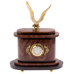 Часы настольные бронзовые из натурального камня Лемезит с декором в виде горного орла Eagle Stone Clock варинант исполнения - 1 | Loft Concept в Воронеже