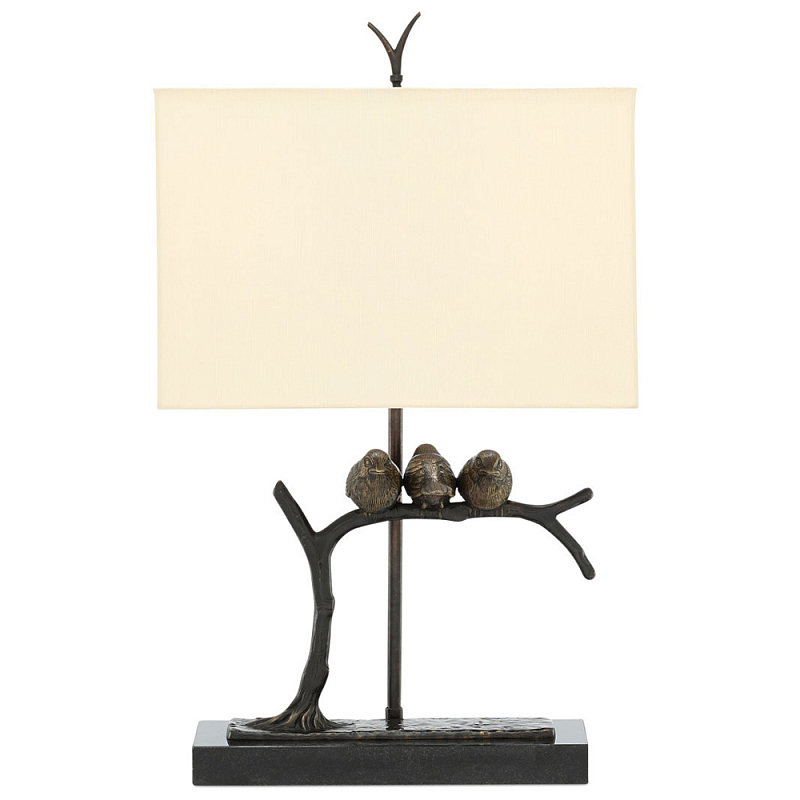 Настольная лампа Птицы на изогнутой ветке Lamp Tit Бронза Черный Бежевый Настольная лампа Птицы на изогнутой ветке Lamp Tit Бронза Черный Бежевый в Воронеже | Loft Concept
