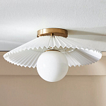 Потолочный светильник с белым плиссированным абажуром Headquarters варинант исполнения - 1 | Loft Concept в Воронеже