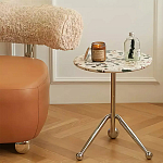 Дизайнерский журнальный стол с круглой столешницей на изогнутых стальных ножках Obafaby варинант исполнения - 1 | Loft Concept в Воронеже