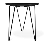 Стол журнальный с круглой столешницей из стекла на 3-х черных ножках Beige Marble варинант исполнения - 4 | Loft Concept в Воронеже