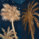 Обои с вышивкой ручной работы Deco Palms Original colourway on velvet варинант исполнения - 3 | Loft Concept в Воронеже