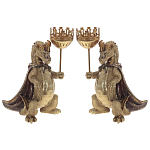 Подсвечник в виде дракона Dragon candlestick Green Gold Brown L or R варинант исполнения - 4 | Loft Concept в Воронеже