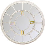 Зеркало настенное в белой металлической раме в виде часов Mirror Tower Clock варинант исполнения - 1 | Loft Concept в Воронеже