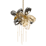 Люстра подвесная со стеклянными плафонами из дымчатого и золотистого с шестью вертикальными подвесками Gilded Mirage  варинант исполнения - 1 | Loft Concept в Воронеже