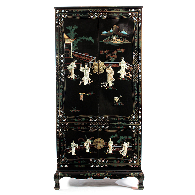 Шкаф черный в китайском стиле Chinese Cabinet Black Черный Мульти Шкаф черный в китайском стиле Chinese Cabinet Black Черный Мульти в Воронеже | Loft Concept