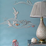 Обои с вышивкой ручной работы Amami Waves Moonbeam colourway on silk moire варинант исполнения - 4 | Loft Concept в Воронеже