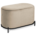 Банкетка овальная бежевый велюр на 4-х металлических ножках черного цвета SANJAY варинант исполнения - 1 | Loft Concept в Воронеже