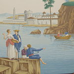 Обои ручная роспись Views of Italy Olive варинант исполнения - 1 | Loft Concept в Воронеже