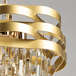 Люстра цвета матового золота с металлическими лентами и длинными прозрачными подвесками Gilded Waves варинант исполнения - 6 | Loft Concept в Воронеже