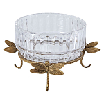 Чаша из прозрачного стекла на бронзовых ножках в виде стрекоз Eden Garden варинант исполнения - 1 | Loft Concept в Воронеже