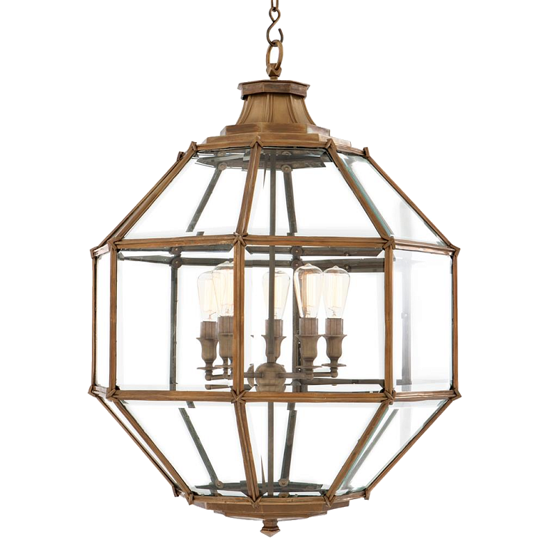 Люстра Lantern Owen Brass L Латунь Прозрачный (Transparent) в Воронеже | Loft Concept 