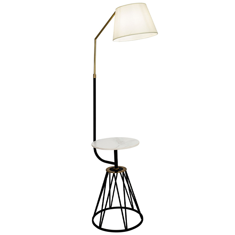 Торшер с абажуром и приставным столом Ottavio Lighting and Furniture Floor Lamp Белый Бежевый Черный Торшер с абажуром и приставным столом Ottavio Lighting and Furniture Floor Lamp Белый Бежевый Черный в Воронеже | Loft Concept