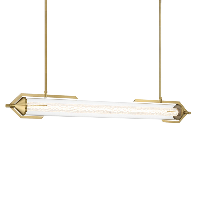 Подвесной светильник линейный золотого цвета с длинной цилиндрической стеклянной трубкой Eurofase Прозрачное Стекло Золотой в Воронеже | Loft Concept 
