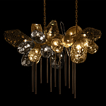 Люстра подвесная с 22-мя гранёными стеклянными плафонами с вертикальными подвесками Gilded Mirage  варинант исполнения - 8 | Loft Concept в Воронеже