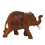 Статуэтка из дерева суар в виде слона в традиционном облачении Little Elephant варинант исполнения - 2 | Loft Concept в Воронеже