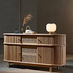 Дизайнерский комод овальный с фактурным фасадом и вставками из плетеных элементов Ambar варинант исполнения - 2 | Loft Concept в Воронеже