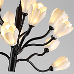 Люстра подвесная черного цвета с ветвями и белыми фарфоровыми цветами Floralis варинант исполнения - 6 | Loft Concept в Воронеже