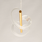 Люстра линейная золотистого цвета с двумя прозрачными волнистыми элементами Wave Line варинант исполнения - 8 | Loft Concept в Воронеже