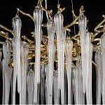 Люстра золотого цвета с декоративными ветками и длинными прозрачными стеклянными подвесами в форме сосулек Droplet Chandelier варинант исполнения - 10 | Loft Concept в Воронеже