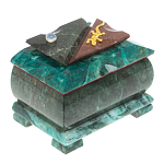 Шкатулка прямоугольная с зеркалом из натурального камня змеевик Stone Casket варинант исполнения - 1 | Loft Concept в Воронеже