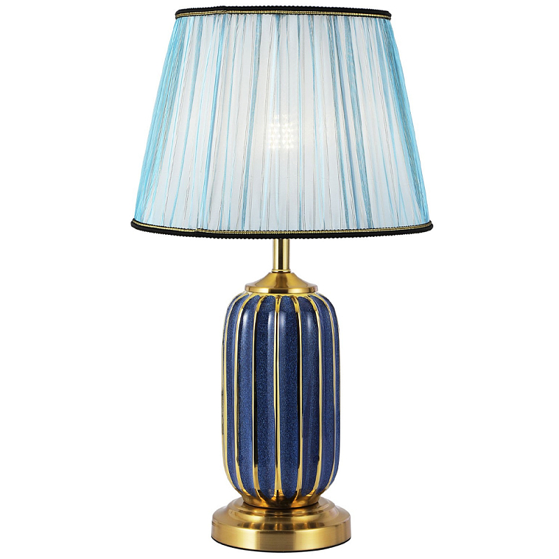 Настольная лампа с абажуром Terenzio Blue Table Lamp Синий Золотой Голубой Настольная лампа с абажуром Terenzio Blue Table Lamp Синий Золотой Голубой в Воронеже | Loft Concept