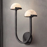 Бра с 2-мя мраморными плафонами на черном корпусе Light Warm Light варинант исполнения - 3 | Loft Concept в Воронеже