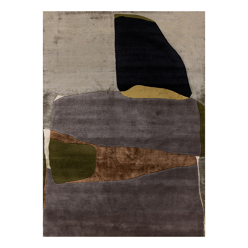 Ковер шелк Manhattan Wool Silk Carpet VIII Серый Черный Зеленый в Воронеже | Loft Concept 