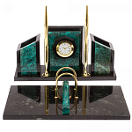 Настольный письменный набор из змеевика с часами Successful Leader варинант исполнения - 1 | Loft Concept в Воронеже