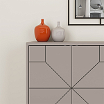 Комод бежево-серый с 4-мя дверцами с геометрическим рисунком на металлических ножках DUNE CONSOLE LIGHT MOCHA варинант исполнения - 4 | Loft Concept в Воронеже