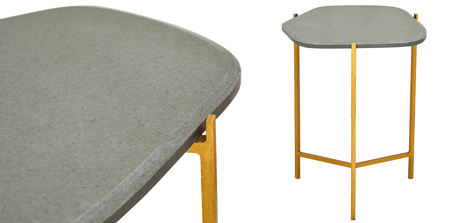 Приставной стол с серой каменной столешницей Tuan Side Table Grey Приставной стол с серой каменной столешницей Tuan Side Table Grey - Loft-Concept в Воронеже