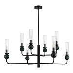 Люстра с 8-ю плафонами в форме стеклянных трубок и мраморных декоративных элементов Montreal варинант исполнения - 3 | Loft Concept в Воронеже