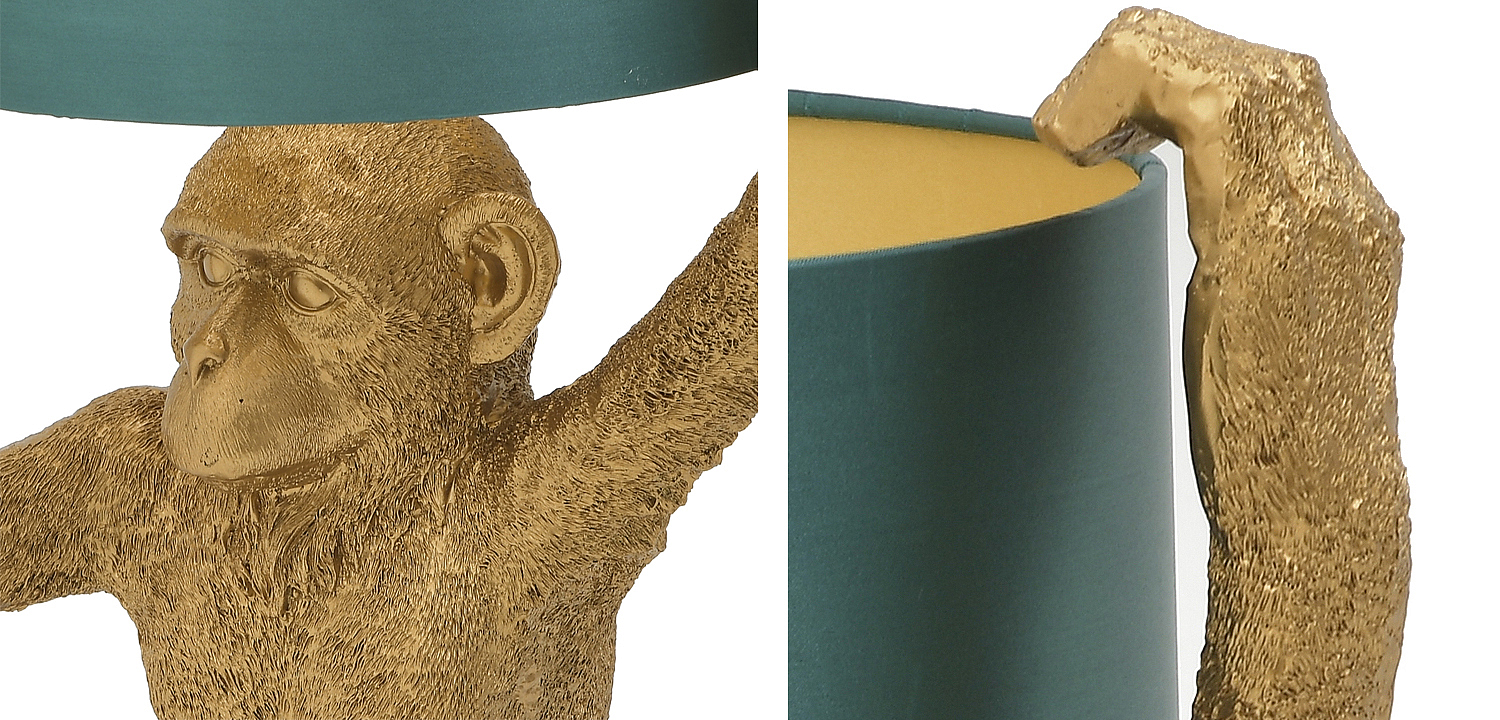 Настольная лампа Gold Monkey Holding Lampshade Настольная лампа Gold Monkey Holding Lampshade - Loft-Concept в Воронеже