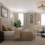 Кровать двуспальная бежевая с основанием из массива дерева с мягким изголовьем Flax Beds варинант исполнения - 4 | Loft Concept в Воронеже