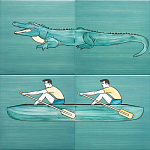 Плитка с узором Крокодил байдарочник варинант исполнения - 1 | Loft Concept в Воронеже