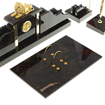 Настольный письменный набор из чёрного обсидиана с декором в виде льва Golden Lion варинант исполнения - 3 | Loft Concept в Воронеже