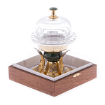 Икорница с декором "Три рыбки" с гравировкой и натуральным камнем Нефрит Decorative Cavair Dishes варинант исполнения - 6 | Loft Concept в Воронеже