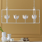 Люстра белая прямоугольная с абажурами в виде цветков тюльпана White Tulips варинант исполнения - 8 | Loft Concept в Воронеже