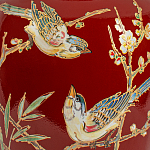 Настольная лампа бордовая с изображением птиц Slip Away варинант исполнения - 6 | Loft Concept в Воронеже