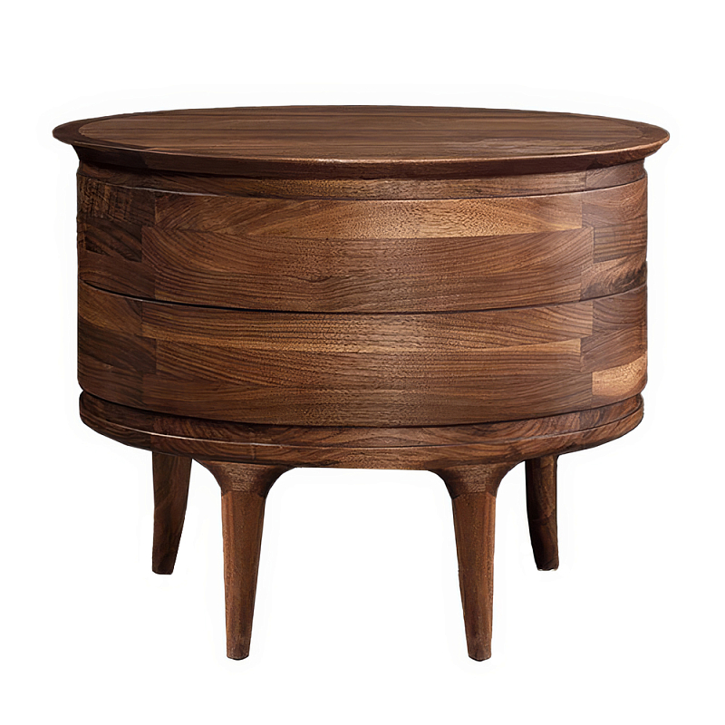 Прикроватный столик из дерева с 2-мя ящиками Moon Walnut Furniture Орех в Воронеже | Loft Concept 
