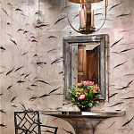 Обои ручная роспись Fishes Blue Pearl on Tarnished Silver gilded silk with pearlescent antiquing варинант исполнения - 1 | Loft Concept в Воронеже